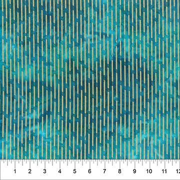 Art Deco Gold Metallic Stripes in Teal  by Banyan Batiks for Northcott Fabrics - 83371-63