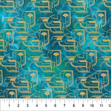 Art Deco Arches in Teal Metallic by Banyan Batiks for Northcott Fabrics - 83372-63