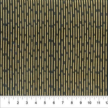 Art Deco Gold Metallic Stripes in Black by Banyan Batiks for Northcott Fabrics - 83371-99