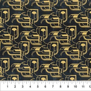 Art Deco Arches in Black Metallic by Banyan Batiks for Northcott Fabrics - 83372-99