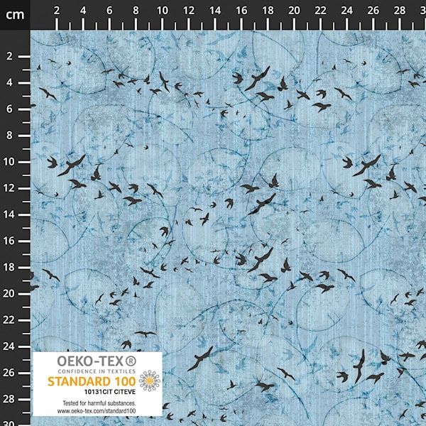 Northern Blues Birds in Light Blue by Stof Fabrics 4502-904