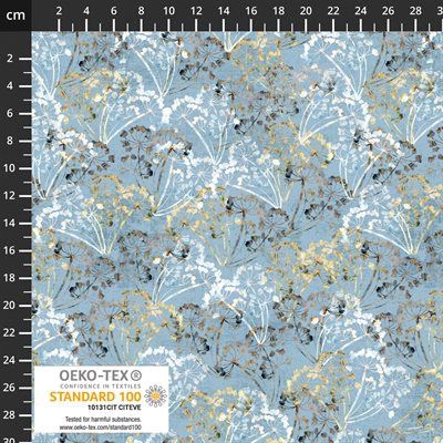 Northern Blues Dandelion Bouquets in Light Blue by Stof Fabrics 4502-906