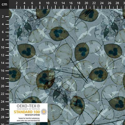 Northern Blues Leaves in Grey by Stof Fabrics 4502-899