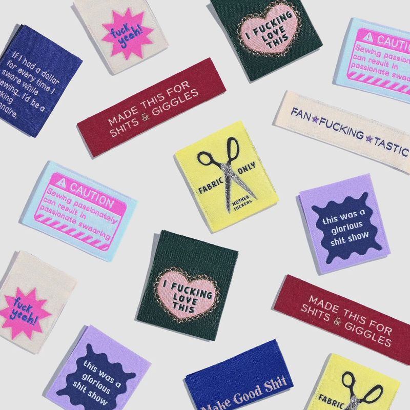 &#39;The Sweary Sewist #4&#39; Label Collection --Limited Edition -- 9 Sew-in Woven Labels by KATM (Kylie and the Machine)
