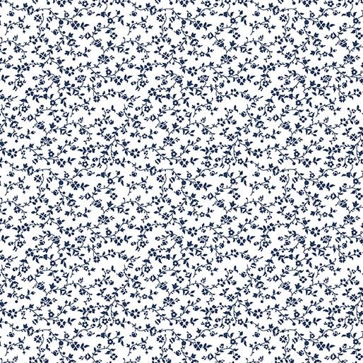 Keepsakes In Blue 14659-50 - Vineyard Floral - White and Navy Blue