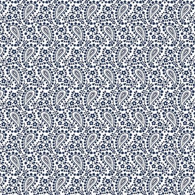 Keepsakes In Blue 14650-50 - Paisley Floral - White and Navy Blue