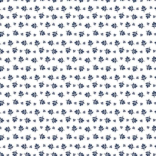 Keepsakes In Blue 14654-50 - Little Flower Buds - White and Navy Blue