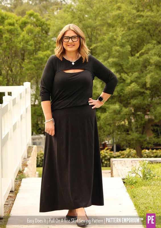 Pattern Emporium - Easy Does It Pull-On-A-Line Skirt Sewing Pattern - Digital Pattern