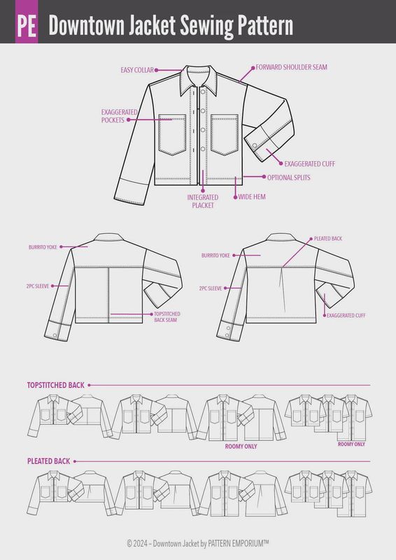 Pattern Emporium - Downtown Jacket/ Regular and Roomy Sewing Pattern - Digital Pattern