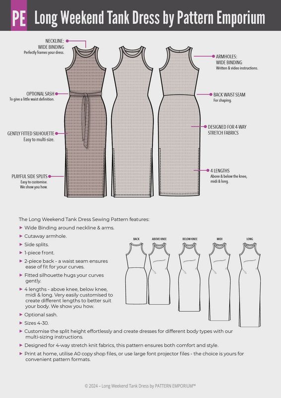 Pattern Emporium - Long Weekend/ Wide Binding Tank Dress Sewing Pattern