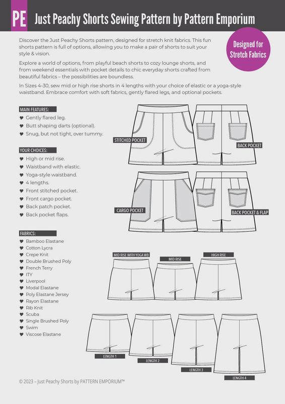 Pattern Emporium - Just Peachy/ Stretch Shorts Sewing Pattern - Digital Pattern