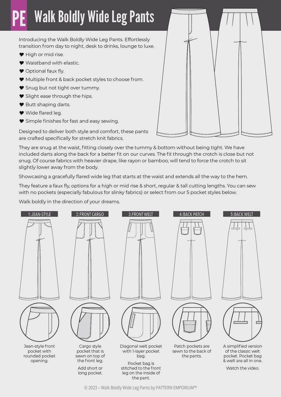Pattern Emporium - Walk Boldly/ Wide Leg Pants Sewing Pattern - Digital Pattern