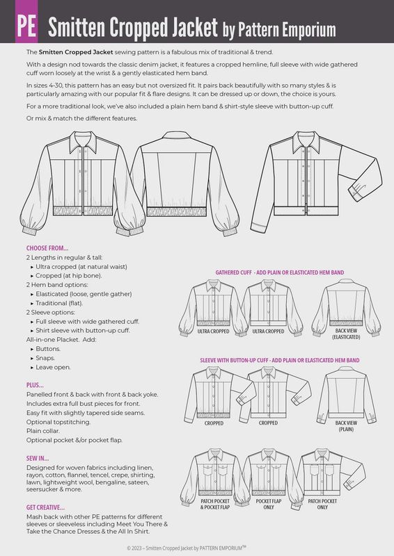 Pattern Emporium - Smitten/ Jean-style Cropped Jacket Sewing Pattern - Digital Pattern