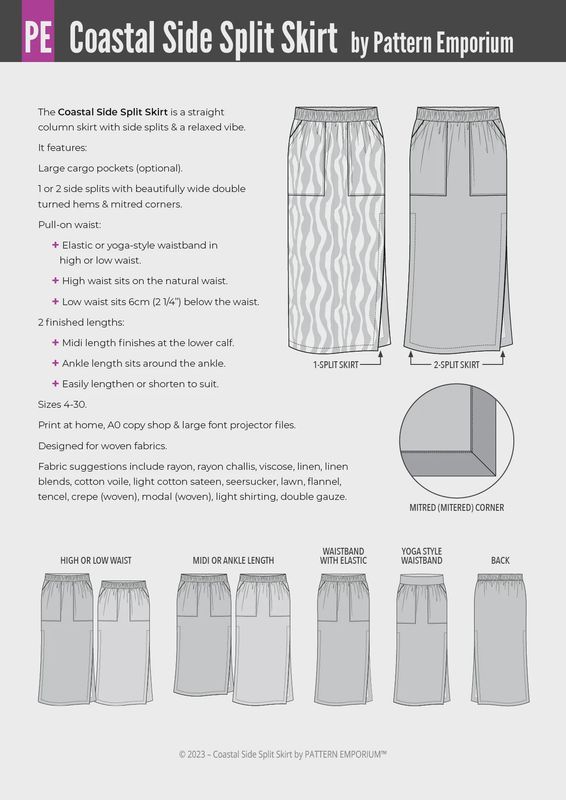 Pattern Emporium - Coastal/ Woven Side Split Skirt Sewing Pattern - Digital Pattern