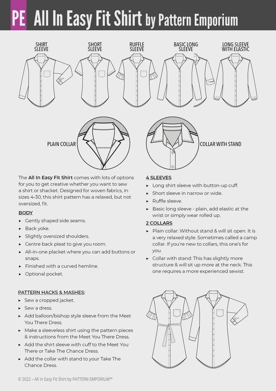 Pattern Emporium - All In/ Button Up Shirt Sewing Pattern - Digital Pattern