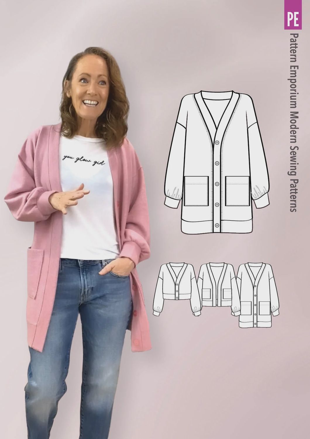 Pattern Emporium - Grab A Cuppa Cardi/ Oversized Cardi Sewing Pattern - Digital Pattern