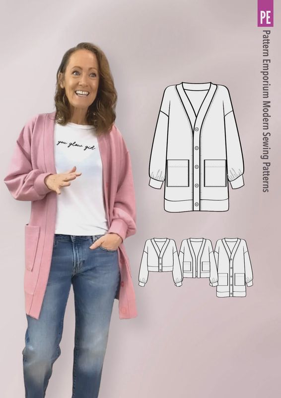 Pattern Emporium - Grab A Cuppa Cardi/ Oversized Cardi Sewing Pattern - Digital Pattern