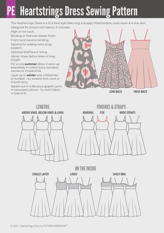 Pattern Emporium - Heartstrings / Strappy Dress with Shelf Bra - Digital Pattern