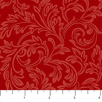 1.5m Remnant of Yuletide Traditions - Red Scroll DP26112-24 - Quilting Fabric