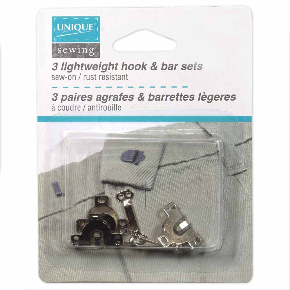 UNIQUE SEWING Lightweight Hook &amp; Bar Sets, Colour: Silver