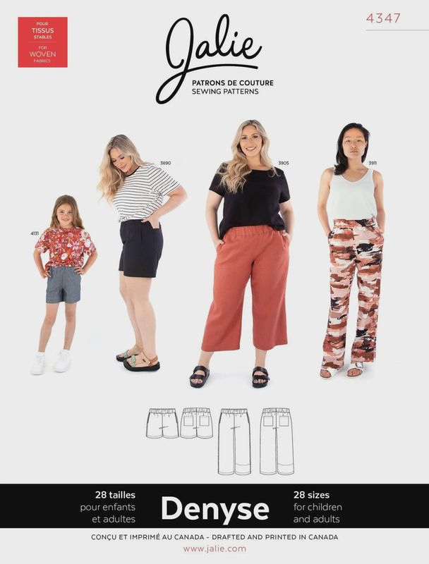 Jalie 4347 - Denyse Pull-on Woven Pants and Shorts - Paper Pattern