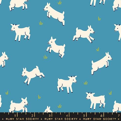 Animal Animal Baby Goats in Vintage Blue By Ruby Star Society