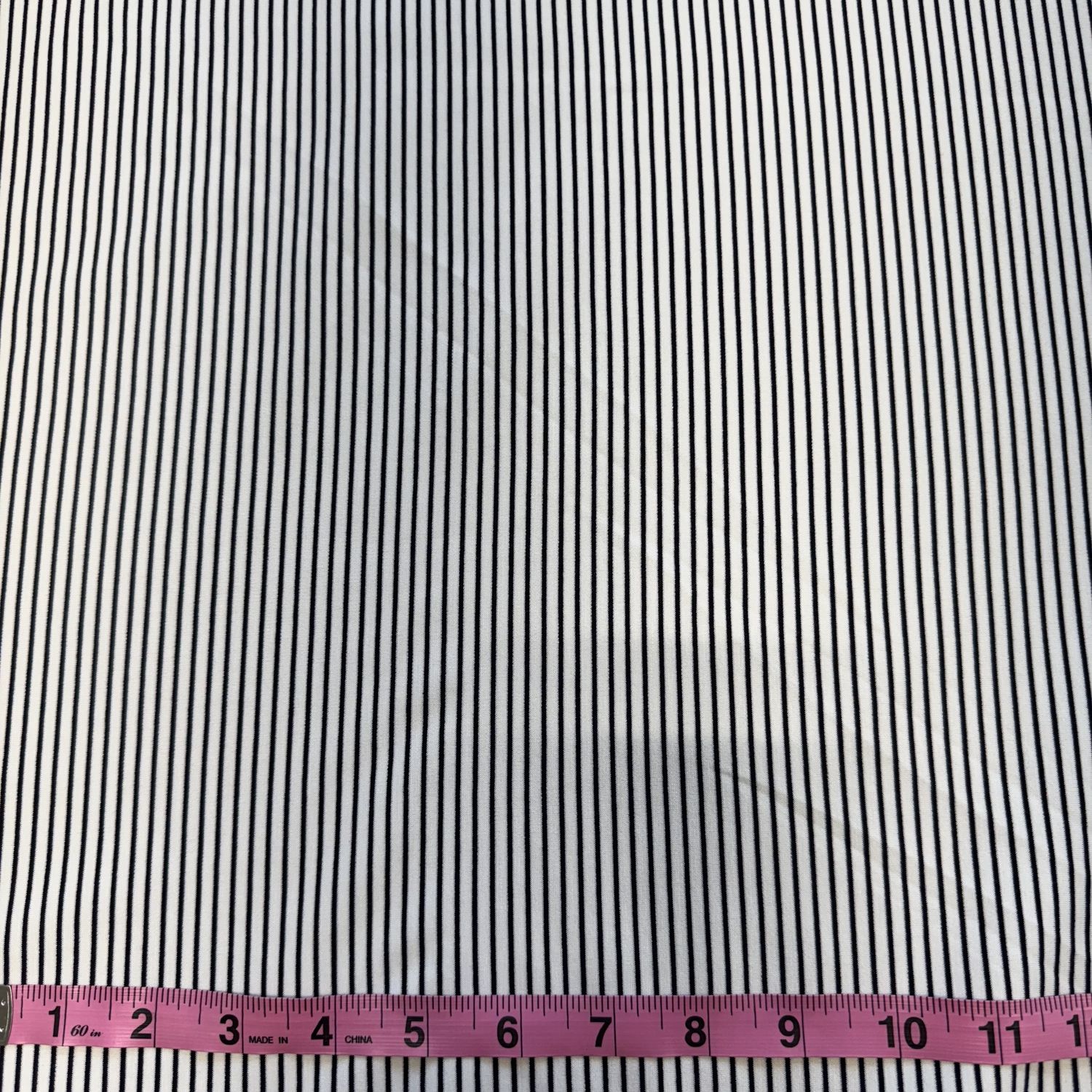 Viscose/Nylon Lightweight Stripe Ponte, Colour: Ivory/Navy