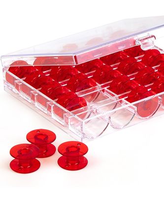 Red Bobbins with Clear Case - 25 pk