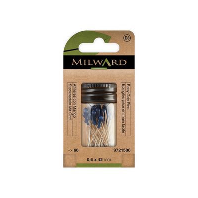 MILWARD GREEN Easy-Grip Navy Pins – 0.6mm x 42mm (60pcs)