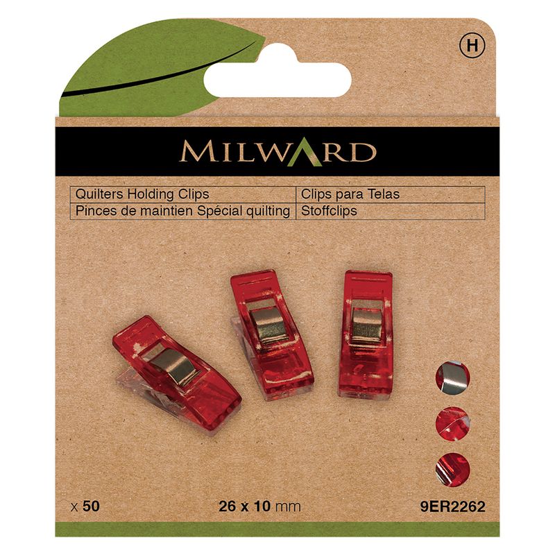 MILWARD GREEN Quilt Clip Small - Red - 26 x 10mm (50 Pcs)