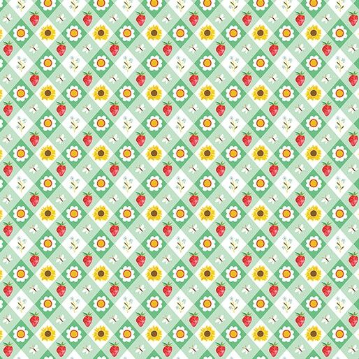 A Wildflower Heart Cottage Picnic Light Teal by Katie Daisy