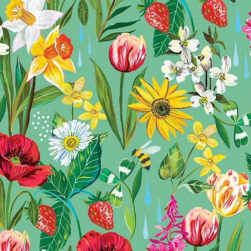 A Wildflower Heart Lydia&#39;s Meadow Teal by Katie Daisy