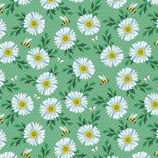 A Wildflower Heart Daisy Scatter Teal by Katie Daisy