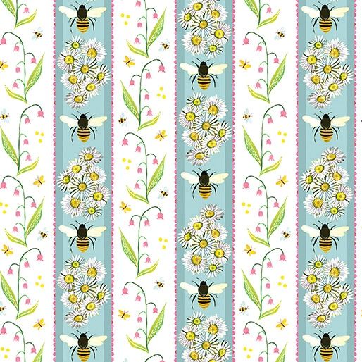 A Wildflower Heart Honeyland Stripe Lt Prairie Sky by Katie Daisy