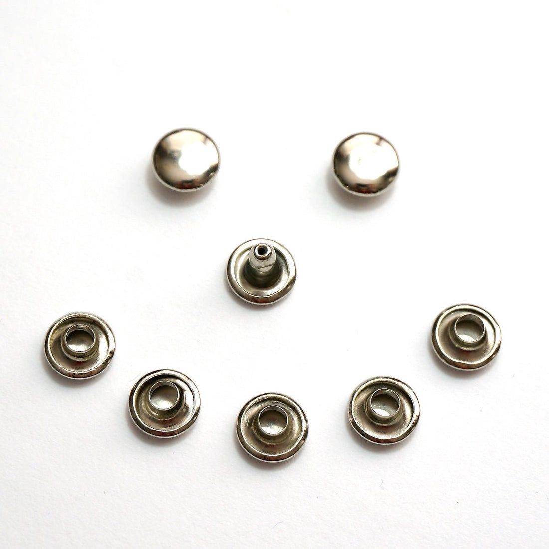 Double Cap Rivets - SM - 8mm Cap x 6mm Post - 1 Set, Finish: Nickel