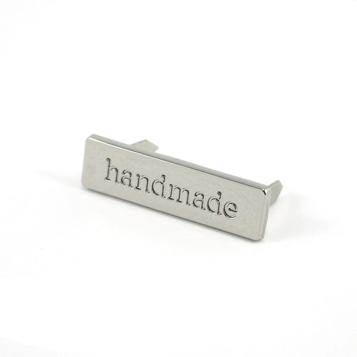 Emmaline Bags Metal Bag Label - “Handmade”, Finish: Nickel