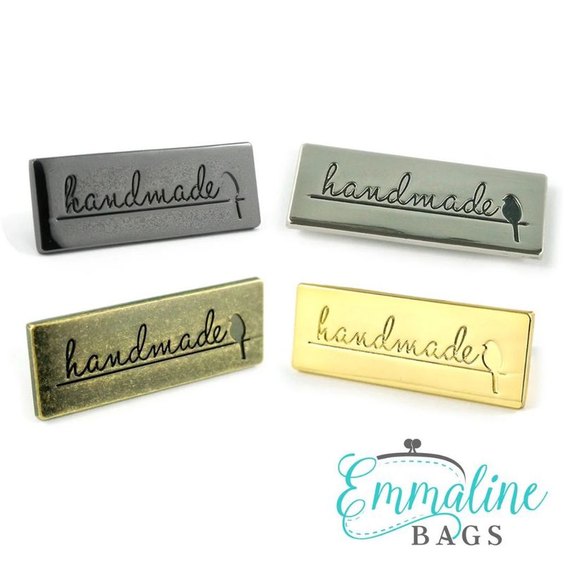 Metal Bag Label - “Handmade” with Bird