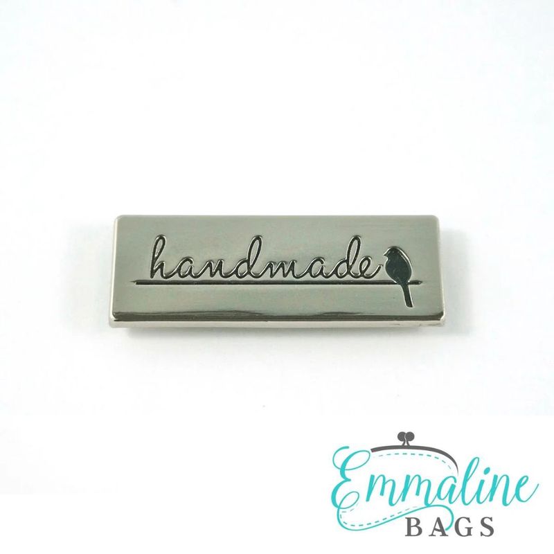 Metal Bag Label - “Handmade” with Bird