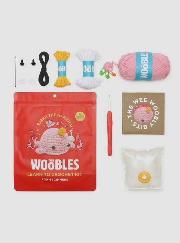 The Woobles Bjørn the Narwhal Pink Crochet Kit