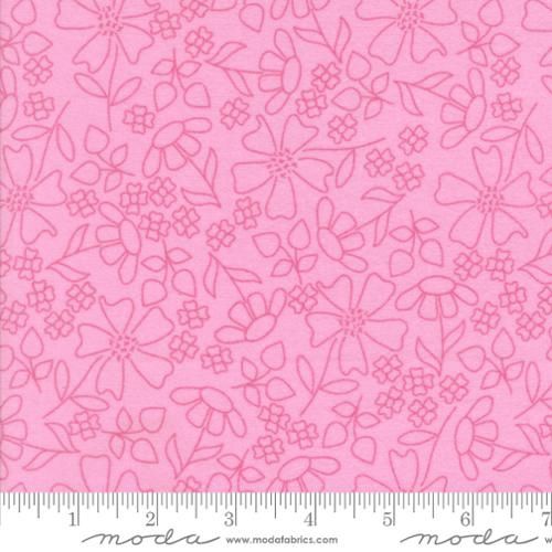 Sherbet Sunshine Flannel Sketch Florals in Petunia by Corey Yoder