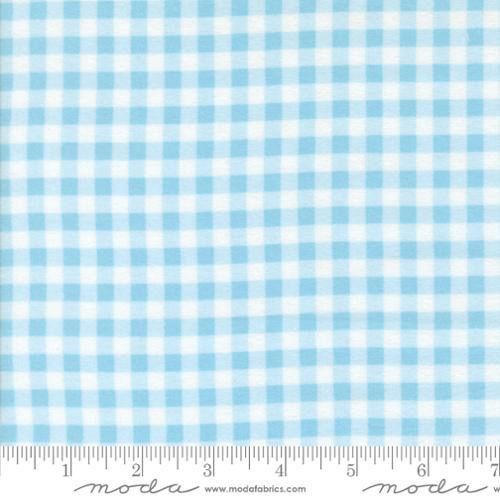 Sherbet Sunshine Flannel Gingham in Sky by Corey Yoder