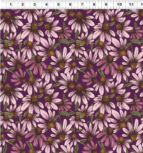 Coneflower Corral Echinacea in Dark Eggplant by Teresa Magnuson