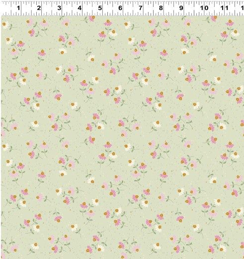 Coneflower Corral Ditsy Floral in Light Olive by Teresa Magnuson