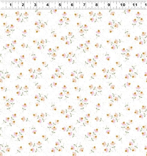 Coneflower Corral Ditsy Floral in White by Teresa Magnuson