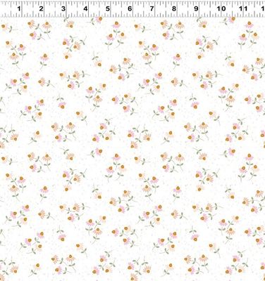 Coneflower Corral Ditsy Floral in White by Teresa Magnuson