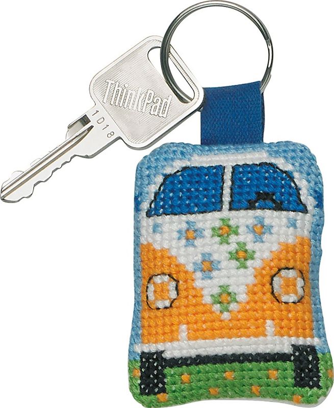 Permin Yellow Car Key Chain Cross Stitch Kit - Aida