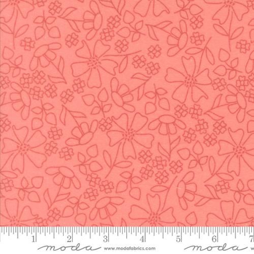 Sherbet Sunshine Flannel Sketch Florals in Flamingo by Corey Yoder