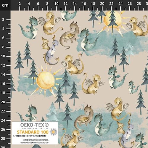 Stof 19-1301 Avalana Jersey Dragons on Sand