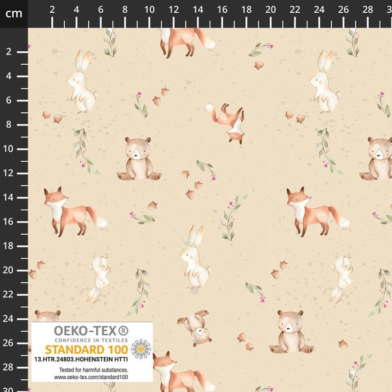 Stof 19-1521 Avalana Jersey Forest Animals on Sand