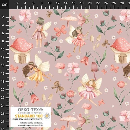 Stof 19-1461 Avalana Jersey Fairies on Rose